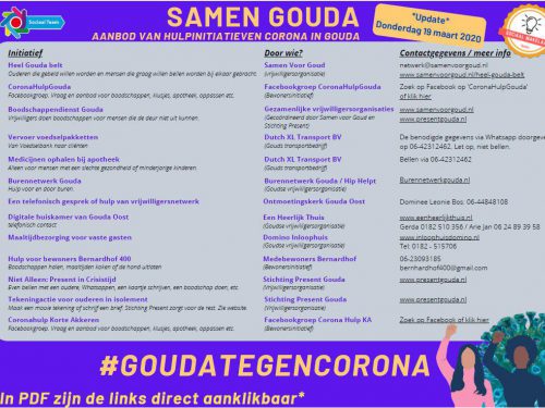 Gouda Goverwelle - Goverwelle - Aanbod van hulpinitiatieven Corona in Gouda (update 27-3)